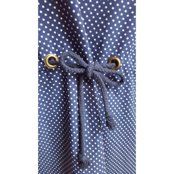 Zara Basic Women's Dress Medium Blue Polka Dot Drawstring Waist Pockets - Picture 4 of 10